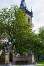 Vertical picture of the VÃÂ­tÃâºzslav HÃÂ¡lek Memorial, an outdoor monument to VÃÂ­tÃâºzslav HÃÂ¡lek in Charles Square, with the New